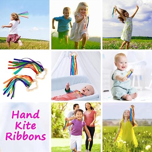 Baby Sensory Wooden Rattle Toys - 2PCS Rainbow Ribbon Rattles Ring Toy for Babies 0-6 Months, Wood Baby Montessori Toys with Bells for 0-12 Months Newborns Infants Toddlers Boy Girl as Shower Gifts thumbnail 7