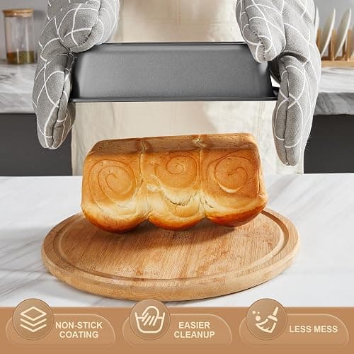 HONGBAKE Bakeware Sets, Baking Pans Set, Nonstick Oven Pan for Kitchen with Wider Grips, 10 Pieces Including Rack, Cookie Sheet, Cake Pans, Loaf Pan, Muffin Pan, Pizza Pan - Grey thumbnail 4