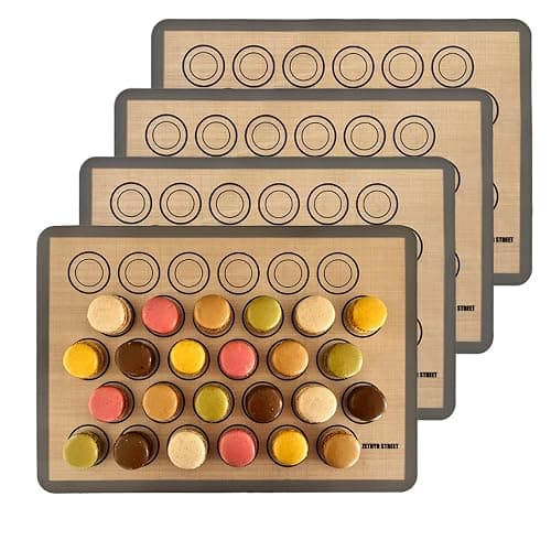 Macaron Silicone Baking Mats - Non-Stick Macaron Mat for Easy Baking | Heat Resistant & Dishwasher Safe Macaron Baking Mat | Reusable & Eco-Friendly, 1/2 Sheet Size - Pack of 4 - for Cookies & More - Image 1