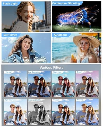 5K Digital Camera for Photography, 80MP 3.5"+2" Dual Screen for Self-Framing 18X Zoom Autofocus Vlogging Camera for YouTube/Content Creators/Travel, Includes 64GB Card + 2 Batteries & Flash, LIYTIFOR thumbnail 7