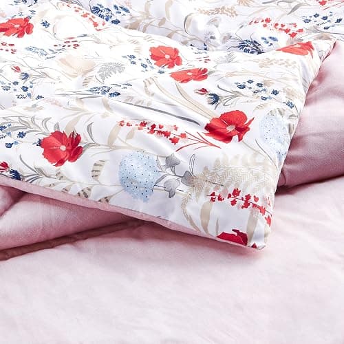 Amazon Basics Ultra-Soft Light-Weight Microfiber Reversible Comforter Bedding Set - Full/Queen, Pink Floral thumbnail 5