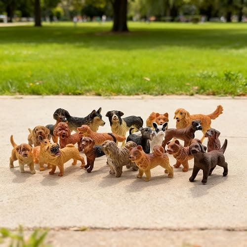 Halloluck 20pcs Mini Dog Figurines, Miniature Dog Figure Hand Painted Tiny Dogs Realistic Detailed Plastic Puppy Figures Cake Toppers Christmas Birthday Gift (Realistic) thumbnail 3