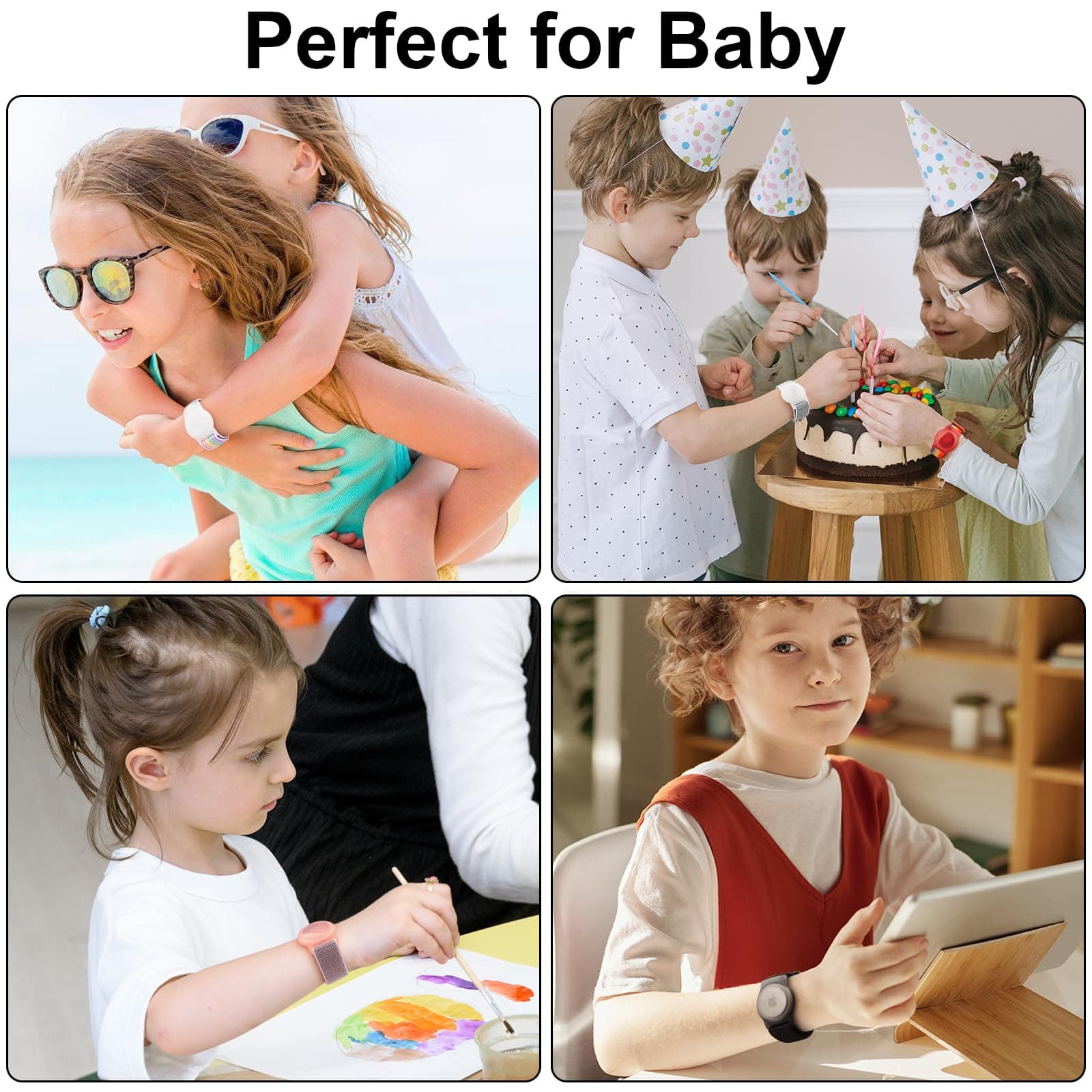 [2 Pack] 17CM Nylon AirTag Bands for Children, AirTags Holder Case with Adjustable Breathable Solo Loop Nylon AirTag Band, Anti-Lost Lightweight Secure Soft Strap for Children, Toddler, Kids thumbnail 6