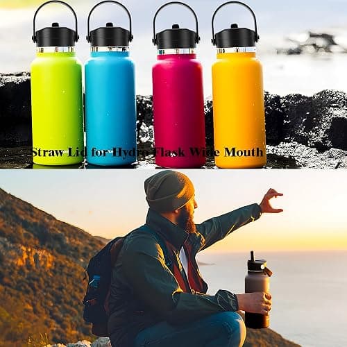 Straw Lid for Hydro Flask Wide Mouth, Lids with Straw for Hydroflask 12 16 18 20 32 40 oz Wide Mouth, Replacement Straw Cap for Hydroflask, Top Sport Bottle Lid thumbnail 9