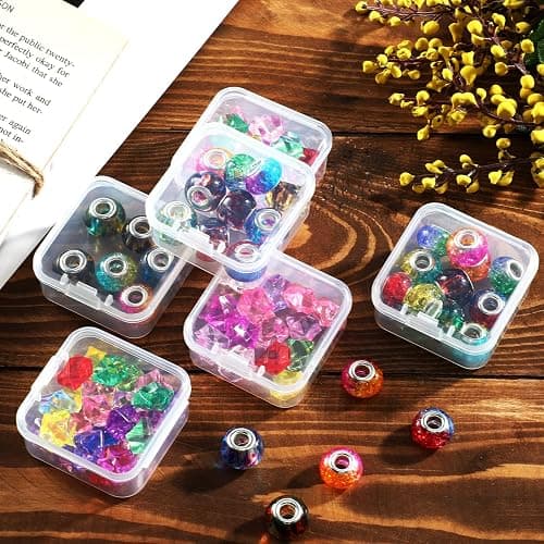 SATINIOR 24 Packs Small Clear Plastic Beads Storage Containers Box with Hinged Lid for Storage of Small Items, Crafts, Jewelry, Hardware (1.7 x 1.7 x 0.8 Inches) thumbnail 2