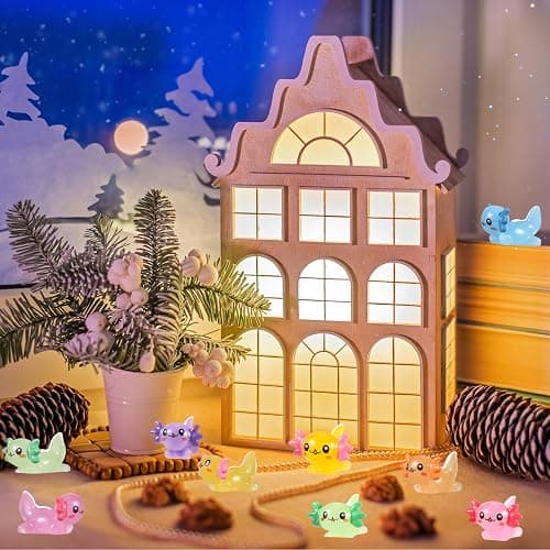 GGSTDDUP 70 Pcs Mini Resin Axolotl, Tiny Axolotl Miniature Figures Toy Mini Axolotl Charm Ornament for Fairy Garden Landscape Aquarium Birthday Christmas Party Decoration (7 Colors) thumbnail 2