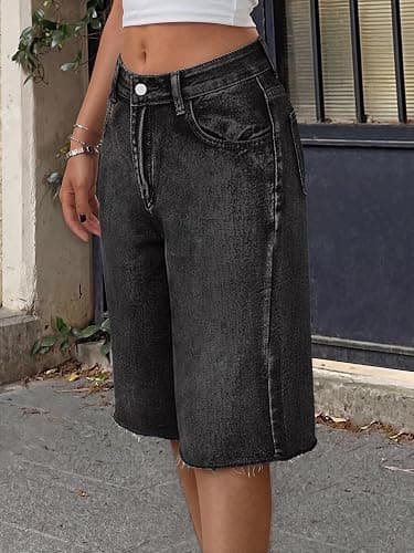 EMMIOL Women Jorts Baggy Jeans Jorts Outfits Mid-Low Waisted Denim Y2K Shorts Summer Hot Short Pants Streetwear thumbnail 2