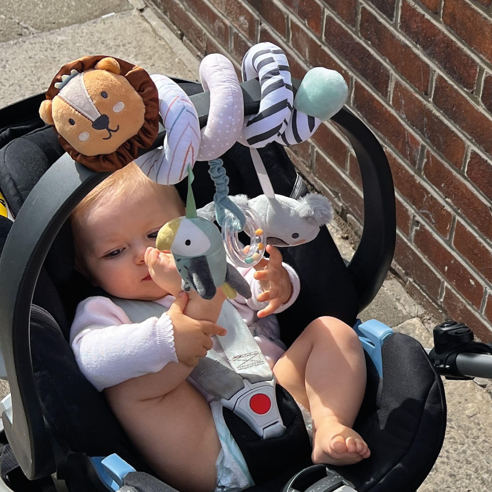Nuby Animal Adventures Activity Spiral Pram Toy - Sensory Toys for Newborn Development - Baby Activity Spiral for Stroller & Car Seat - for Newborns (Multi-Colour) thumbnail 5