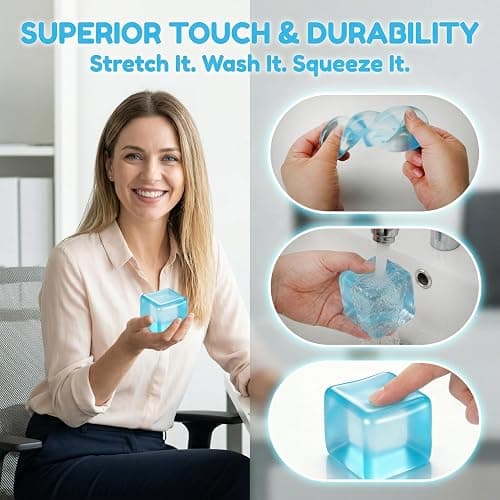 Squishy Ice Cube Stress Balls, Slow Rising Stress Relief Toy, Squeeze Ball Fidget Toys for Adults Teens Boys Girls, Sensory Toys for Kids with Autism, Party Favors Gifts (Blue) thumbnail 7