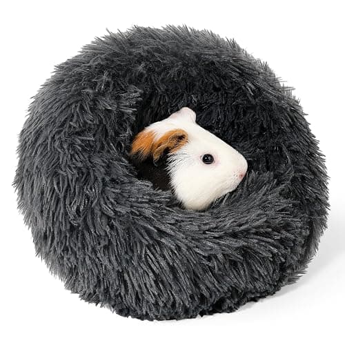 ONEJU Plush Guinea Pig Bed - Plush Guinea Pig Hideout, Removable Cushioned Pillow, Super Cozy, Ideal Burrowing Bed for Small Pets, Dark Gray - Image 1