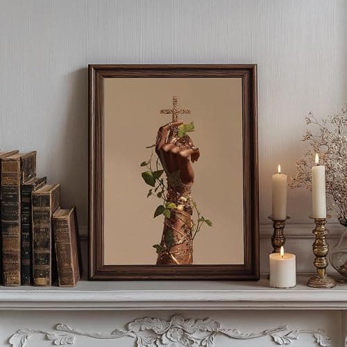Black Woman Canvas Wall Art African American Wall Decor 16x24inch Unframed | Black Woman Christian Canvas Poster, Afro American Prints Artwork, Afro Religious Botanical Hand Posters For Living Room Dorm thumbnail 2