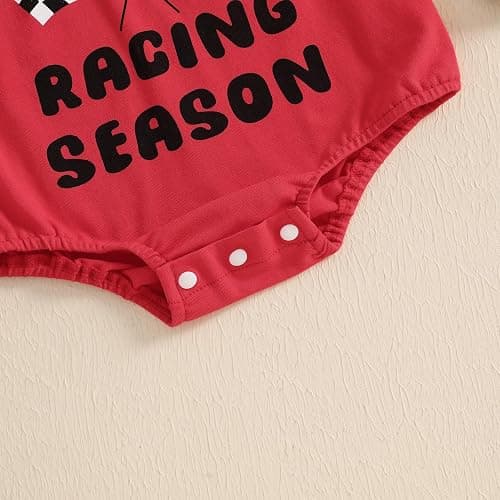 KMBANGI My First Racing Season Outfit Newborn Baby Boy Girl Short Sleeve Race Car Checkered Flag Romper Infant Clothing 0-18M thumbnail 7