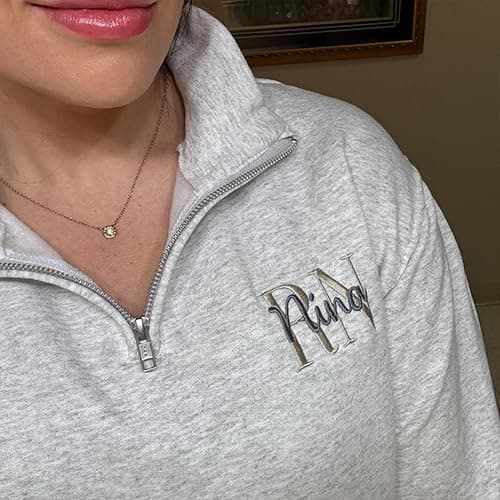 GODMERCH Personalized Nurse Quarter Zip Sweatshirt, Custom Embroidered Nurse Sweatshirt, RN Sweatshirts Gift for Nurses thumbnail 6