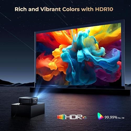 ⭐⭐⭐ [1000 ANSI & Audio by DBX-TV] Alvar Smart Projector with WiFi 6 and Bluetooth, 30W Speakers, NetfIix Licensed & DoIby Audio Outdoor Proyector, Auto Focus Native 1080P Projector with HDR10, Black thumbnail 6