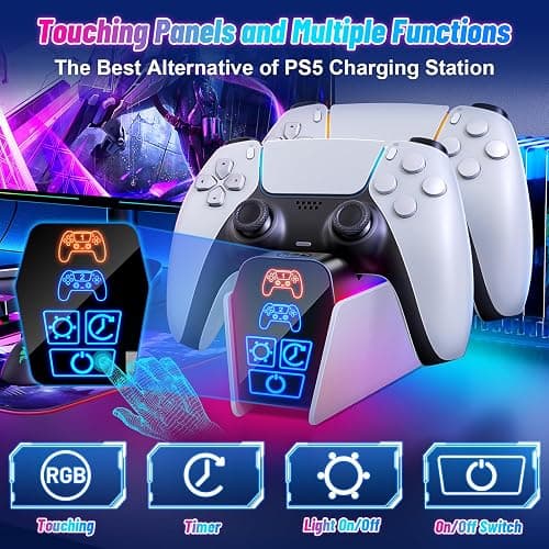 Fenolical PS5 Controller Charger Station for Dualsense & Edge Controller for PlayStation 5 Storage, PS5 Accessories Charging Station with Timer Function thumbnail 4