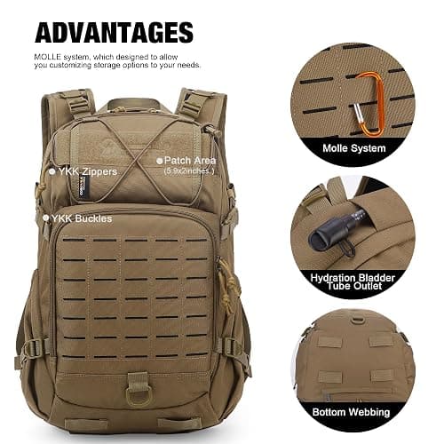 Mardingtop Small Military Tactical Backpack for Men,25L Molle Cordura Backpack for Hiking,Camping,Rucking thumbnail 4