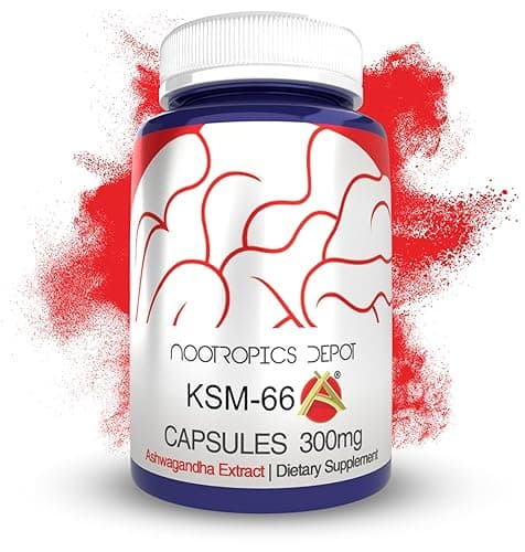 Nootropics Depot KSM-66 Ashwagandha Capsules | 300mg | 180 Count | Withania somnifera Extract | Ayurvedic Herb | Adaptogen Supplement | Stress + Promote Relaxation* | Energy, Memory + Focus* - 180 Count (Pack of 1)