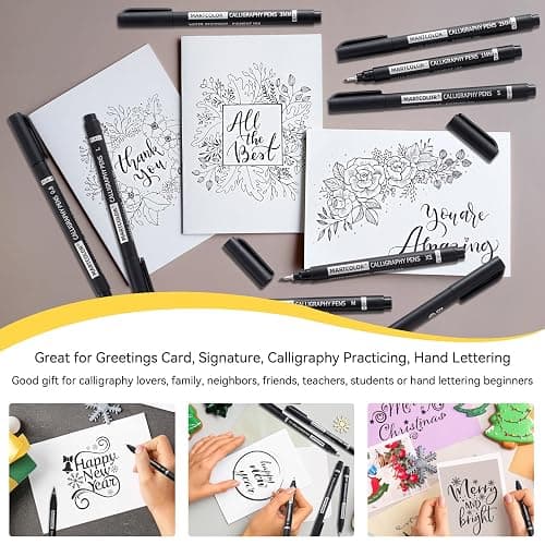 MARTCOLOR Calligraphy Pens, 10 Size Calligraphy Pens for Writing, Brush Pen Calligraphy Set for Beginners, Calligraphy Brush Pens, Hand Lettering Pen for Art Drawing, Sketching, Scrapbooking thumbnail 6