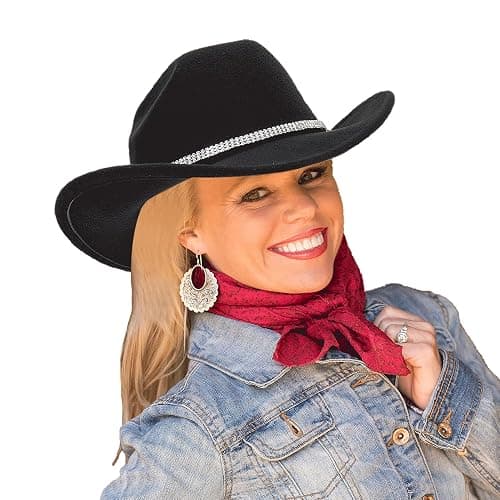 CXQRR Glitter Silver Black Cowboy Hats for Women - Western Sparkly Rhinestone Cowgirl Hat for Ladies Size M-L thumbnail 7