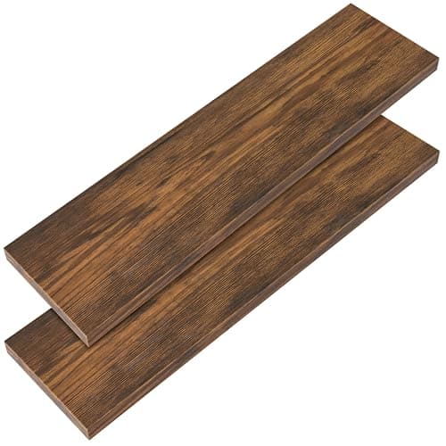 CASARIA® Set of 2 90cmx23cm Dark Oak Floating Shelf Including Bracket | Wall Shelving Living Room Kitchen Bedroom Office | 38mm Thick | Hidden Wall Fixing | 15kg Capacity MDF thumbnail 12