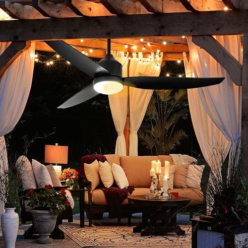 Depuley Outdoor Ceiling Fan with Light: 52 Inch Gazebo Fan Outdoor Hanging - Plug in Waterproof Fans with Lights for Patio - Dimmable Remote App Control Black thumbnail 8