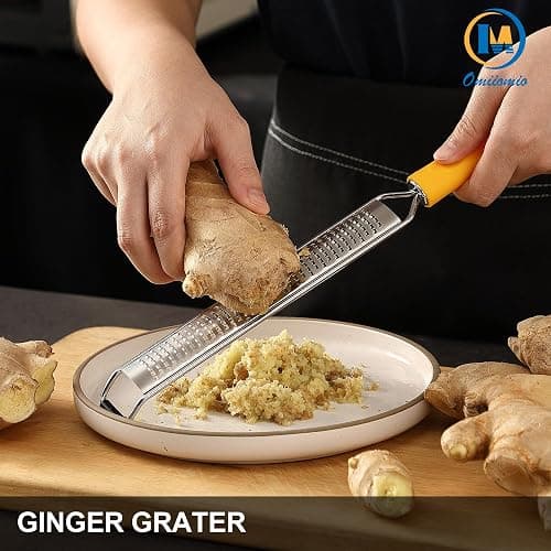 OIM Omiiomio Lemon Zester & Heavy Duty Cheese Grater & Vegetable Grater — Parmesan Cheese Lemon, Garlic, Nutmeg, Chocolate, Fruits, Vegetables, Ginger - Cheese Shredder & Stainless Steel Grater thumbnail 6