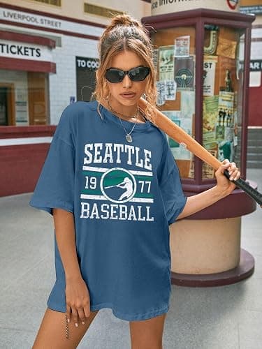 Baseball Shirt Women Oversized Game Day Fan T-Shirt Baseball Season Short Sleeve Tops thumbnail 2