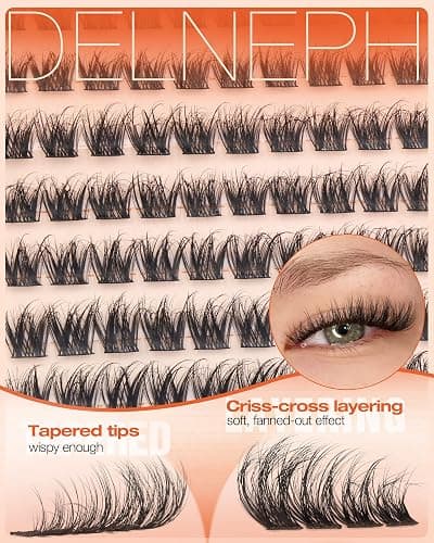 Wispy Lash Clusters Natural Fluffy Eyelash Clusters C Curl | Cluster Eyelash Extensions Short 10-16mm Individual Lashes Spider Breeze Lash Extensions by Delyneph thumbnail 7
