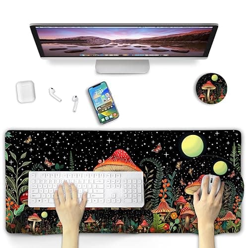 Blusabaca Mushroom Mouse Pad, Funny Cute Desk Mat Large Gaming Mouse Pad with Wrist Rest, Keyboard Pad Wrist Rest Ergonomic, Cup Coaster, Work Home Desk Accessories Office Supplies thumbnail 2
