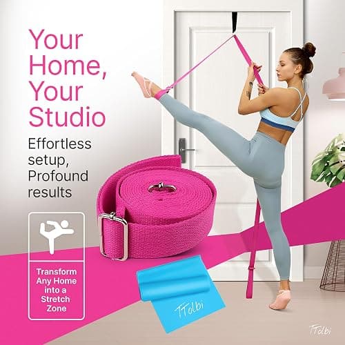 Stretching Strap with Door Anchor & Resistance Band – Leg Stretcher for Improving Flexibility & Splits – Ideal for Ballet, Dance, Cheer, Yoga & Gymnastics – Home Training Equipment for All Levels thumbnail 5