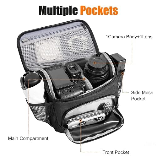 Cwatcun Small Camera Sling Bag Crossbody Camera Shoulder Case, Waterproof Travel Photography Camera Messenger Bag for Canon, Nikon, Sony, Fuji DSLR/SLR/Mirrorless Cameras, Lens and Accessories thumbnail 3