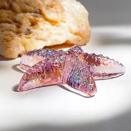 H&D HYALINE & DORA 2.8" Glass Starfish Figurine Handmade Blown Glass Starfish Figurine Tiny Crystal Sea Animals Ornament for Aquarium Decor(Pink) thumbnail 2