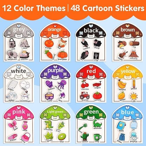 MUONE Montessori Busy Book Color Sorting Toys for Toddlers 2-4, Educational Preschool Learning Activities for Kids, Sensory Fine Motor Matching Games for 3 Year Old Boys Girls Gifts thumbnail 3
