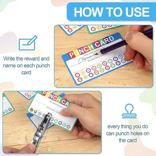 Punch Cards for Classroom, 240 Pack Kids Behavior Reward Punch Cards, Incentive Punch Card for kids, Business, Students, Teachers, 2 Styles thumbnail 4