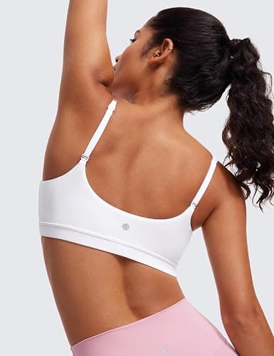 CRZ YOGA Butterluxe Scoop Neck Sports Bras | Light Support, Removable Pads, Yoga, Extremely Soft, U Back, Adjustable Spaghetti Straps, for Women thumbnail 4