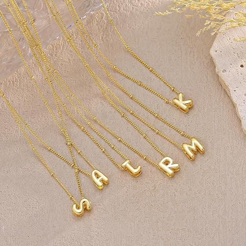 zvcofun Bubble Letter Necklace Gold, Dainty Initial Necklaces for Women 14K Gold Plated Small A to Z Name Necklace Personalized Simple Initial Pendant Cute Choker Necklaces for Women Trendy Jewelry thumbnail 8