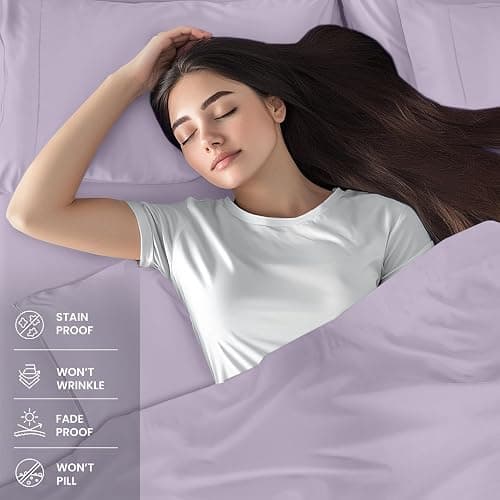 Utopia Bedding Twin Sheet Set – 3 Piece Bed Sheets for Twin Size Bed, Soft and Breathable Microfiber, Includes 1 Fitted Sheet, 1 Flat Sheet and 1 Pillowcase (Lavender) thumbnail 4