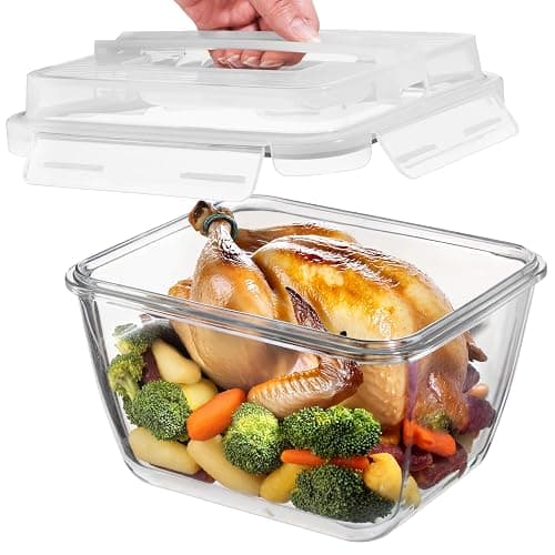 Razab 17 Cups / 132 Oz / 3900ml Large Glass Food Storage Containers with Lids - Leakproof, BPA-Free Large Meal Prep Container Ideal for Roasting Turkey, Store Leftover - Microwave & Oven Safe - Image 1