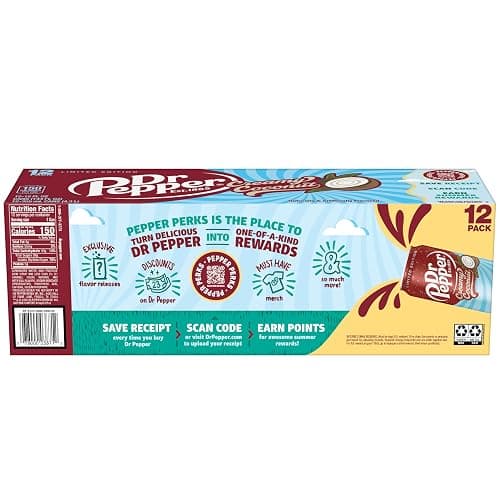 Dr Pepper Creamy Coconut Soda, 12 fl oz cans, 12 Pack thumbnail 7