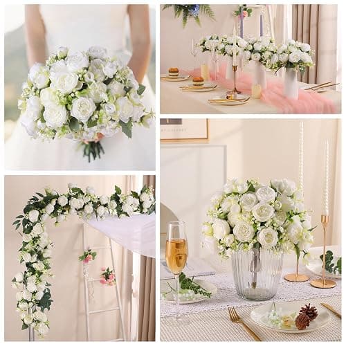 Luyue 2 Packs Peonies Artificial Flowers Vintage Faux Peony Bouquet Fake Flower for Vase Silk Floral Arrangements for Table Centerpiece Wedding Decoration Indoor Home Decor thumbnail 6