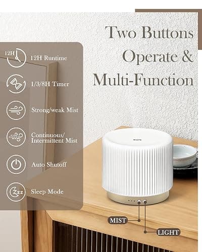 Onaboviva 280ml Ceramic Essential Oil Diffuser,Ultrasonic Cool Mist Decorative Aromatherapy Diffuser with Auto Shut-Off,Quiet Operation,3 Timer Settings for Large Rooms,Home,Office,SPA,Yoga & Bedroom thumbnail 2
