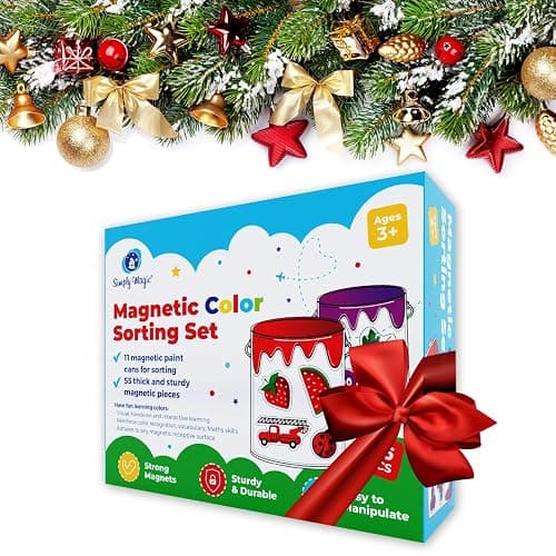 Simply magic 11 Jars Magnetic Color Sorting Set - Color Sorting Toys for Toddlers, Magnetic Shapes, Learning Colors Recognition Magnets, Colors Matching Games for Toddlers, Preschool Circle Time thumbnail 4