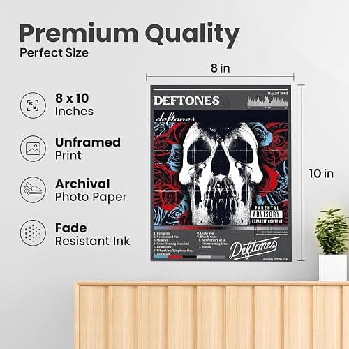 ZUKIY Deftones Skull Roses Cover - Dark Rock Poster Wall Art 8x10 Unframed - Heavy Metal Band Inspired Decor for Bedroom Studio Office - Emo Goth Aesthetic Tapestry Style Print for Music Lovers thumbnail 2