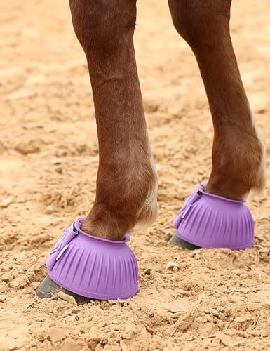 Harrison Howard Rubber Bell Boots Leather Touch-Close Overreach Boots Hoof Protection for Horses Sold in Pairs Violet XL thumbnail 6