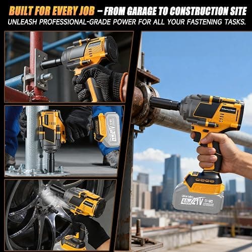 Cordless Impact Wrench 1/2" Compatible with DeWalt 20V Battery – 750 Ft-lbs (1000Nm) High Torque Brushless Motor, 4-Speed Impact Gun with LED Light (Tool Only) thumbnail 6