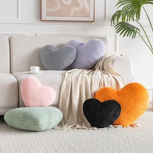 Xiashrk Heart Pillow, Heart Shaped Pillow for Bed Couch, Soft Decorative Heart Throw Pillow, Cute Decorate Pillows, Heart Pillows for Bedroom Living Room (Black, Medium 15.7"x11.8") thumbnail 4
