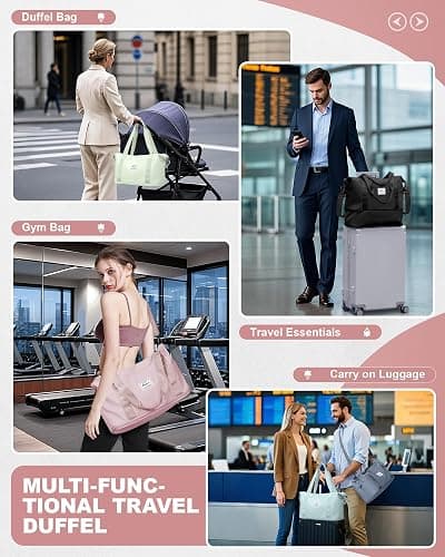 Travel Duffel Bag, Sports Tote Gym Bag, Shoulder Weekender Overnight Bag for Women thumbnail 6