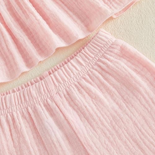Socutebabe Toddler Baby Girl Summer Clothes Sleeveless Muslin Smocked Top Pants 6 9 12 18 Month 2 3 4 5 Year Cute Kids Outfit thumbnail 7
