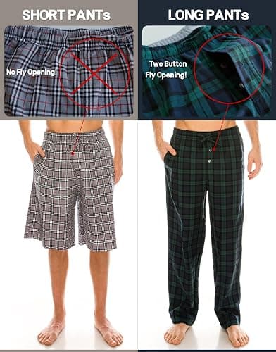TINFL Men’s Cotton Lounge Pajama Pants – 100% Woven Soft Plaid Sleepwear with Pockets, 1/2/3 Pack Long Short Lengths thumbnail 4