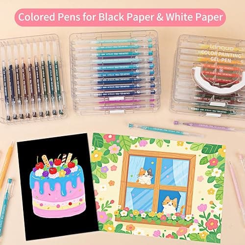 Joyask Gel Pens For Coloring, 45 Pack Colored Pens for Black Paper & White Paper, 0.6MM Fine Point Pens for Coloring, Writing, Drawing, Journaling, Note Taking, Office, Home thumbnail 2